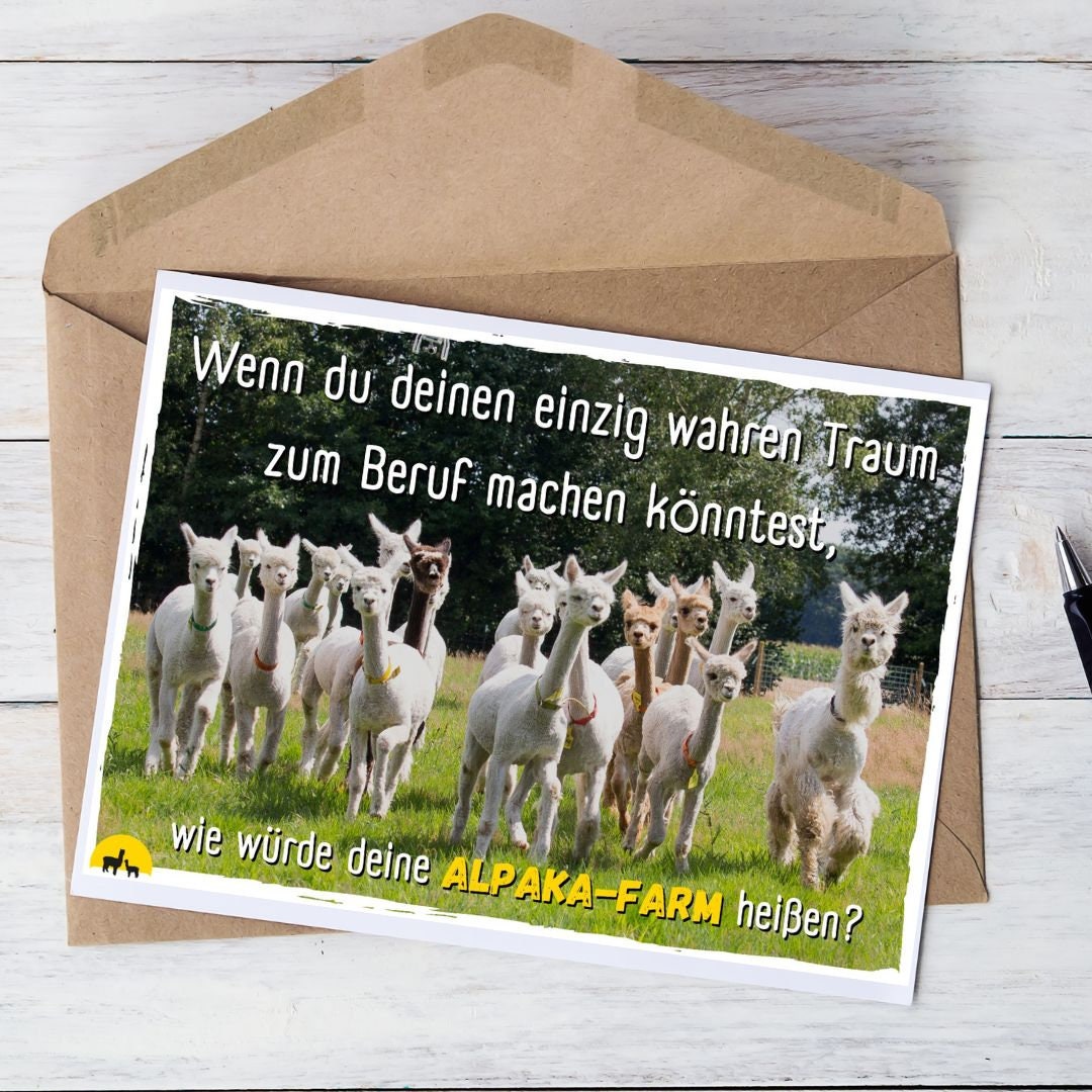 Alpaka Postkarte 