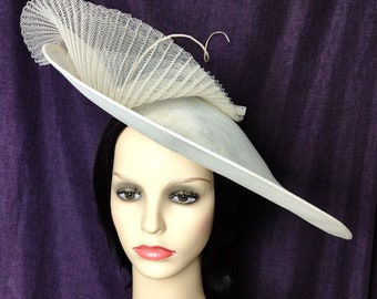 Ivory Hat Wide Brim- Mother of the Bride Hat, Kentucky derby Hat, Wedding Hat, Occasion Hat, Royal Ascot Hat
