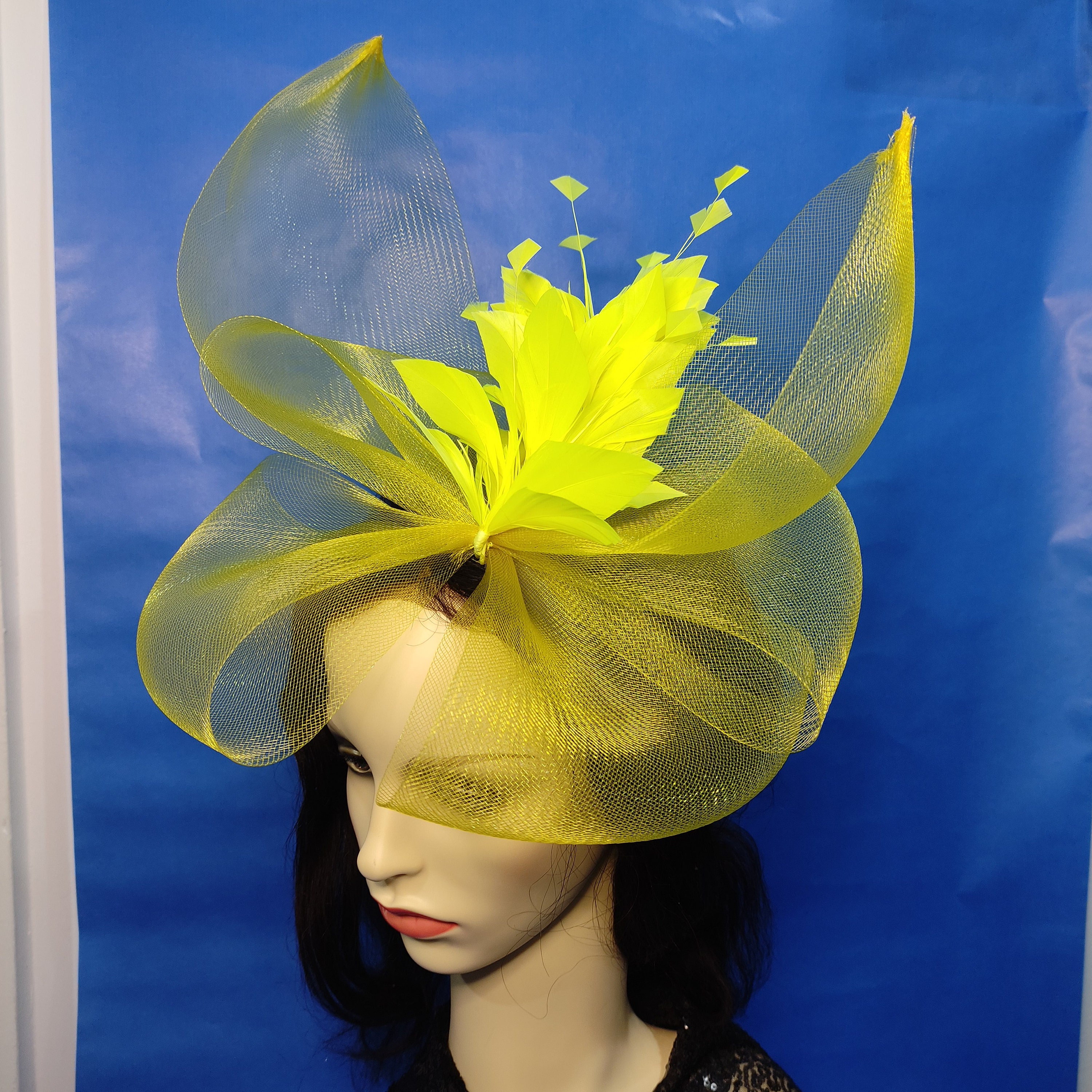ProsperelleMillinery Royal Ascot Fascinator Yellow- Butterfly Hat -Derby Fascinator - Special Occasion Hat