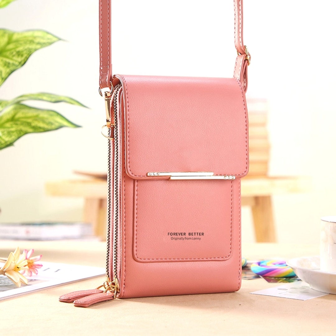 Slim Crossbody Mobile Phone Bag Vegan Leather Pouch Phone Etsy