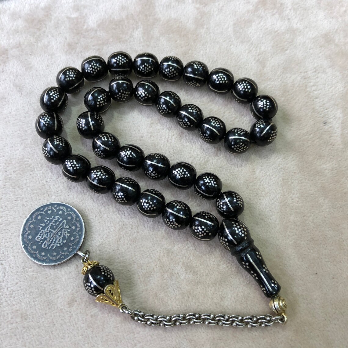 Mens pocket rosary Silver beads Black rosary Men's car | Etsy