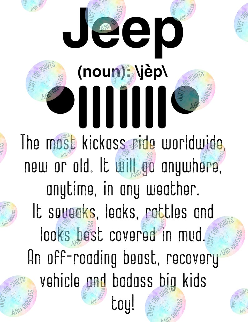 Jeep Definition PNG File Sublimation Etsy