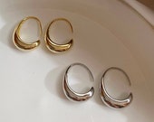 Minimalist hanging C-shape earrings-ear jewelry as huggie hoop hoops in colors silver earrings-gold earrings-small gift