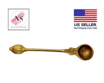 Ritual Brass Offering Spoon with Naga Handle, Ceremonial Spoon, Yagya, Poojan Purpose, Best for Home, Office, Gifts Diwali Pooja