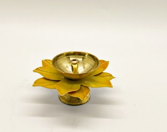 Brass Lotus Diya Jyoti  for puja , prosperity, peace, Yellow Jyoti