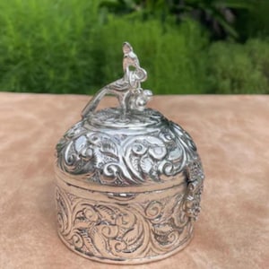 Brass silver-plated trinket box with lid