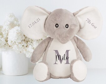 Printed Name Personalised Elephant Teddy, Elephant Printed Teddy, Soft Toy, Elephant Gift, Cute Personalised Gift, New Born Gift