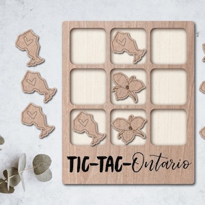 ONTARIO Laser Cut File Tic Tac Toe table game - INSTANT download - svg dxf Ai - glowforge k40 thunder - wooden games - laser cutter