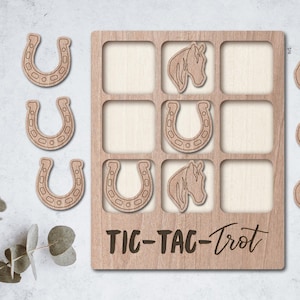 Pferde Hufeisen Laser Laser File Tic Tac Toe Tischspiel - SOFORTIGER DOWNLOAD - svg dxf Ai - glowforge k40 Donner - Holzspiele - Lasercutter