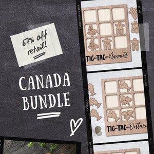 CANADA complete Bundle Tic Tac Toe Game Laser Cut Files INSTANT download svg dxf Ai glowforge k40 thunder - wooden games - laser cutter easy
