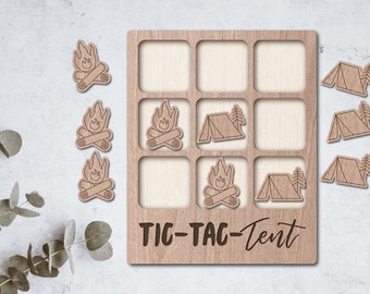 Tent Camping laser File Tic Tac Toe coffee table game - INSTANT DOWNLOAD - svg dxf Ai - glowforge k40 thunder - wooden games - laser cutter