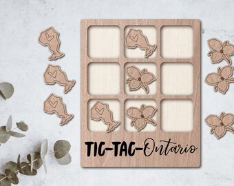 ONTARIO Laser Cut File Tic Tac Toe table game - INSTANT download - svg dxf Ai - glowforge k40 thunder - wooden games - laser cutter