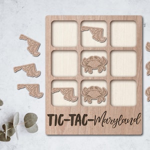 MARYLAND crab Laser Cut File Tic Tac Toe coffee table game INSTANT download svg pdf Ai glowforge k40 thunder - wooden games - laser cutter