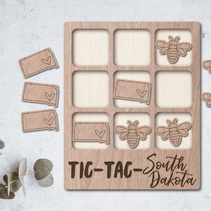 SOUTH DAKOTA Laser Cut File Tic Tac Toe coffee table game INSTANT download svg dxf Ai - glowforge k40 thunder - wooden games - laser cutter