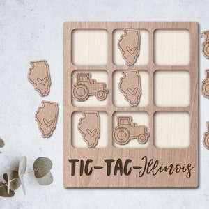 ILLINOIS lasergesneden bestand boter en kaas salontafelspel - INSTANT DOWNLOAD - svg dxf Ai - glowforge k40 thunder - houten spellen - lasercutter
