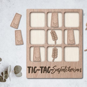 SASKATCHEWAN Laser Cut File Tic Tac Toe table game - INSTANT download - svg dxf Ai - glowforge k40 thunder - wooden games - laser cutter