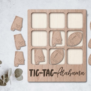 ALABAMA Laser Cut File Tic Tac Toe coffee table game INSTANT download svg dxf Ai glowforge k40 thunder - wooden games - laser cutter