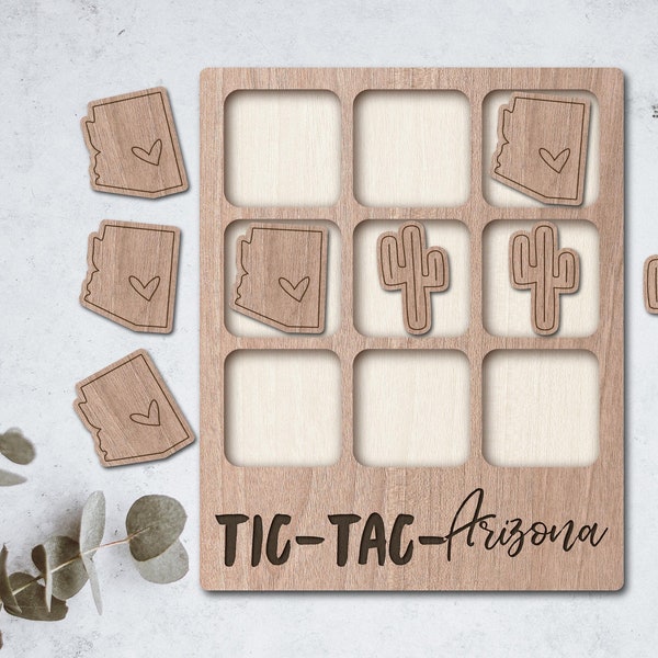 ARIZONA Laser Cut File Tic Tac Toe Coffee table game - INSTANT DOWNLOAD - svg pdf Ai - glowforge k40 thunder - wooden games - laser cutter
