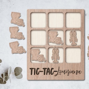 LOUISIANA Laser Cut File Tic Tac Toe Coffee table game - INSTANT DOWNLOAD - svg pdf Ai - glowforge k40 thunder - wooden games - laser cutter