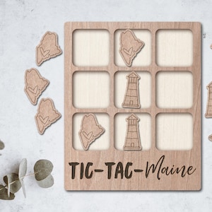 MAINE Laser Cut File Tic Tac Toe coffee table game - INSTANT download - svg pdf Ai - glowforge k40 thunder - wooden games - laser cutter