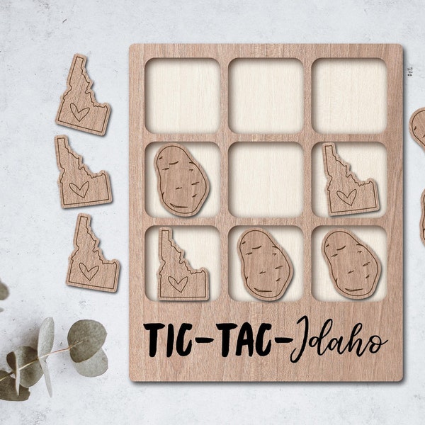 IDAHO Laser Cut File Tic Tac Toe coffee table game - INSTANT download - svg dxf Ai - glowforge k40 thunder - wooden games - laser cutter