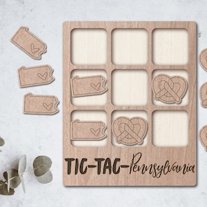 PENNSYLVANIA Laser Cut File Tic Tac Toe coffee table game INSTANT download svg pdf Ai glowforge k40 thunder - wooden games - laser cutter