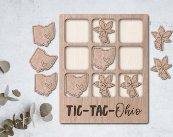 OHIO Laser Cut File Tic Tac Toe coffee table game - INSTANT download - svg dxf Ai - glowforge k40 thunder - wooden games - laser cutter