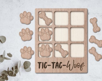 Dog Paw Print laser File Tic Tac Toe coffee table game - INSTANT DOWNLOAD - svg pdf Ai - glowforge k40 thunder - wooden games - laser cutter