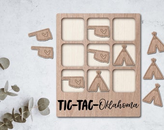 OKLAHOMA Laser Cut File Tic Tac Toe coffee table game - INSTANT download - svg dxf Ai - glowforge k40 thunder - wooden games - laser cutter