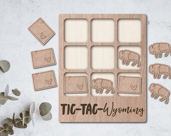 WYOMING Laser Cut File Tic Tac Toe Coffee table game - INSTANT DOWNLOAD - svg pdf Ai - glowforge k40 thunder - wooden games - laser cutter
