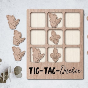 File di taglio laser QUEBEC per il gioco da tavolo del tris - Download immediato - svg dxf Ai - glowforge k40 thunder - giochi in legno - taglio laser Canada