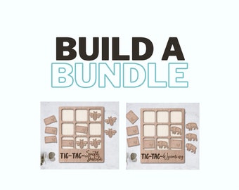 Build a Bundle Tic Tac Toe game laser cutting files - Glowforge k40 Beamo Thunder mira - diy wooden game - SVG DXF AI - digital files