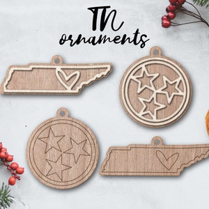 TENNESSEE ornament laserbestand - INSTANT download - svg dxf Ai - glowforge k40 thunder - rustieke houten ornament sleutelhanger - kerstdecor