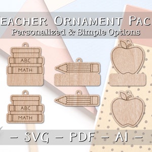 教師用パック クイックスコアリングオーナメント カスタマイズ可能なレーザーファイル 即時ダウンロード svg pdf Ai glowforge サンダー 木製キーホルダー クリスマスデコレーション