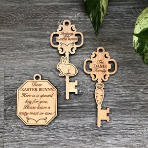 Fichier laser clé magique lapin de Pâques - Téléchargement instantané svg pdf Ai glowforge k40 tonnerre rustique en bois décoration de vacances enfant cadeau panier de Pâques bricolage