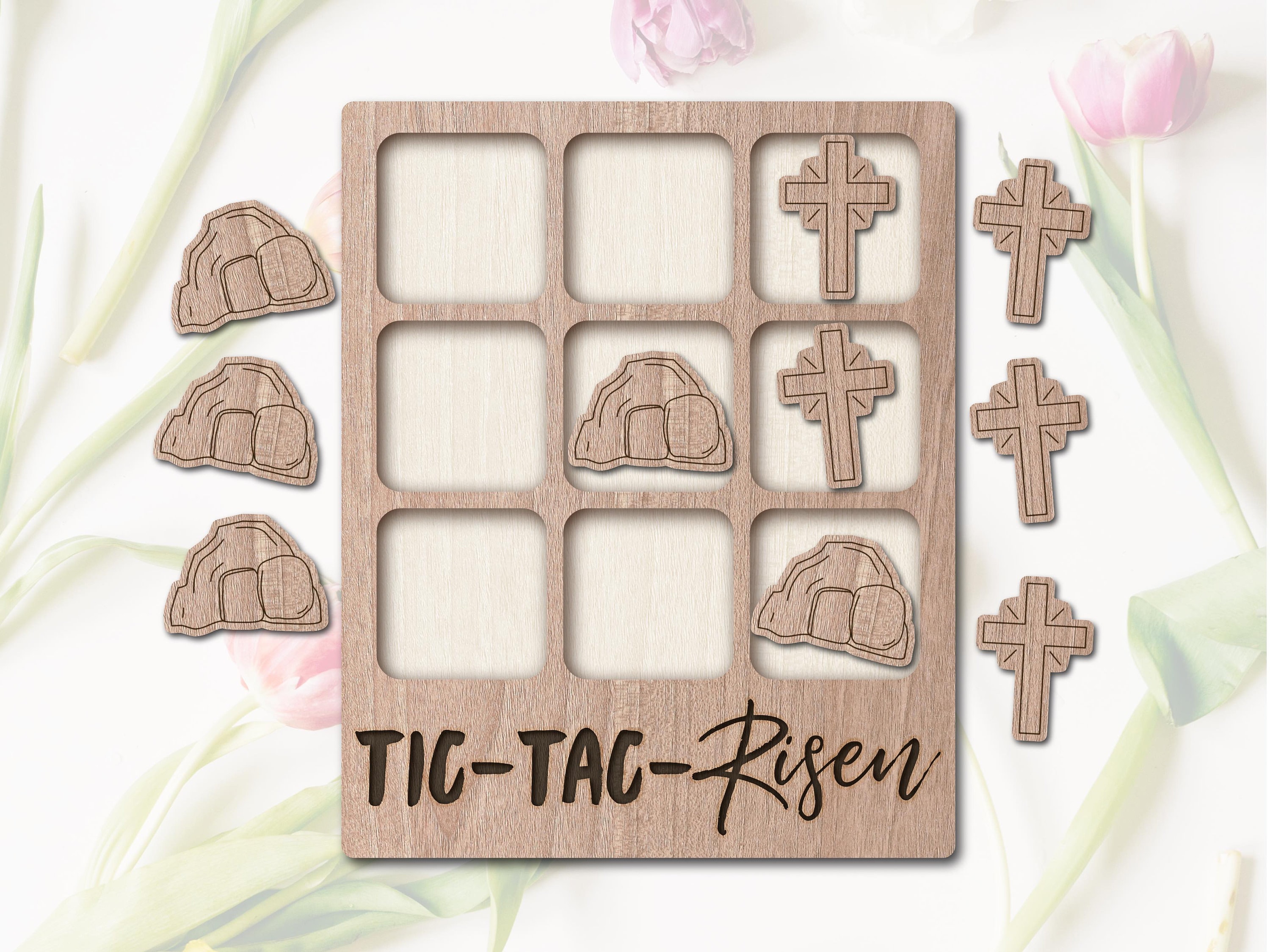 Easter Risen Laser File Tic Tac Toe Coffee Table Game INSTANT DOWNLOAD ...