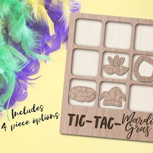 File laser Mardi Gras Tic Tac Toe gioco da tavolo - DOWNLOAD IMMEDIATO - svg dxf Ai glowforge k40 thunder regalo in legno New Orleans Louisiana