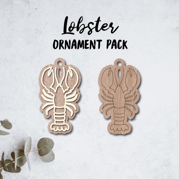 Lobster ornament laser file - INSTANT download - svg pdf Ai - glowforge k40 thunder - rustic wood ornament keychain - christmas decor