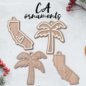 CALIFORNIA ornament laser cut file - INSTANT download - svg dxf Ai - glowforge k40 thunder - rustic wooden ornament keychain - christmas