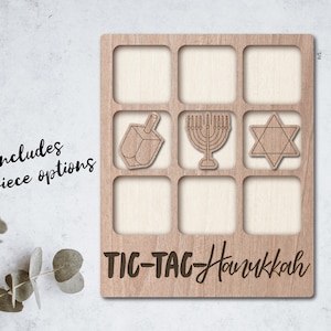 Jeu de table basse Tic Tac Toe fichier laser Hanoucca - TÉLÉCHARGEMENT IMMÉDIAT - svg dxf Ai - Glowforge k40 Thunder - jeux en bois - découpe laser