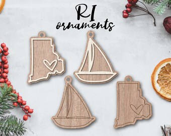 RHODE ISLAND sailboat ornament laser file INSTANT download svg dxf Ai glowforge k40 thunder rustic wood ornament keychain christmas decor