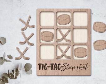 Hockey laser File Tic Tac Toe coffee table game INSTANT DOWNLOAD svg pdf Ai glowforge k40 thunder sports team gift customizable mom dad puck