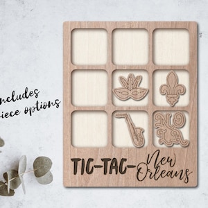 NEW ORLEANS Laser Cut File Tic Tac Toe table game - INSTANT download - svg dxf Ai - glowforge k40 thunder - wooden games - laser cutter