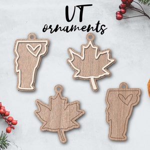 VERMONT Ahornblatt Ornament Laser-Datei SOFORTiger Download svg dxf Ai glowforge k40 Donner rustikale Holzverzierung Schlüsselanhänger Weihnachtsdeko