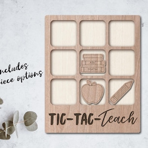 Teacher laser File Tic Tac Toe coffee table game - INSTANT DOWNLOAD - svg dxf Ai - glowforge k40 thunder - wooden games - laser cutter