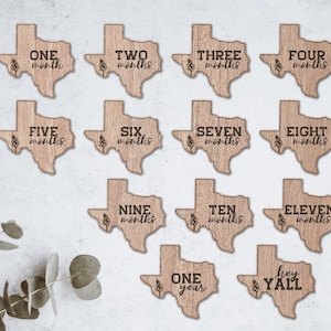 Texas Baby Monatliche Meilensteine gravierte Laserschnittdatei - SOFORTIGER DOWNLOAD - svg pdf Ai - glowforge k40 Donner - hölzern - Lasercutter