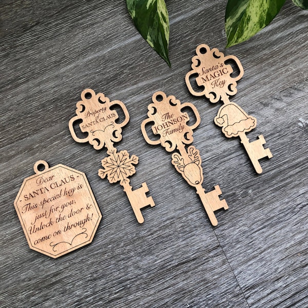 Santa Magic Key laser file - INSTANT download svg pdf Ai glowforge k40 thunder rustic wooden holiday decor tradition kid gift Christmas fun