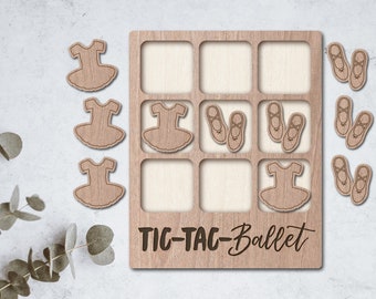 Ballet laser File Tic Tac Toe coffee table game - INSTANT DOWNLOAD - svg dxf Ai - glowforge k40 thunder wooden games laser cutter ballerina