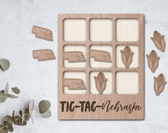 NEBRASKA Laser Cut File Tic Tac Toe coffee table game - INSTANT download - svg pdf Ai - glowforge k40 thunder - wooden games - laser cutter