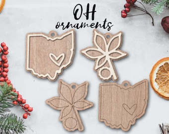 OHIO buckeye ornament laser file - INSTANT download - svg dxf Ai - glowforge k40 thunder - rustic wood ornament keychain - christmas decor